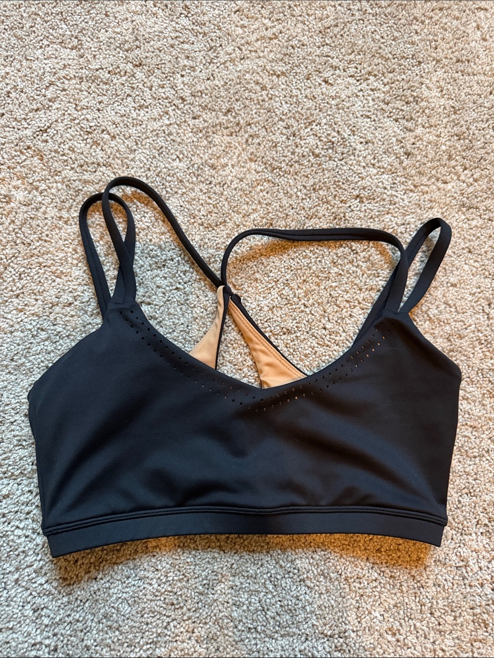 BuffBunny Black Convertible Strappy Sports Bra with Beige Lining